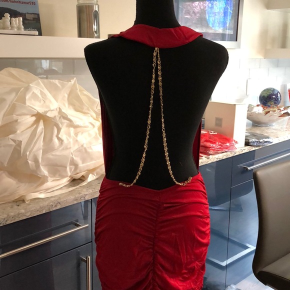 Scarlet draped open back gown - Picture 4 of 8